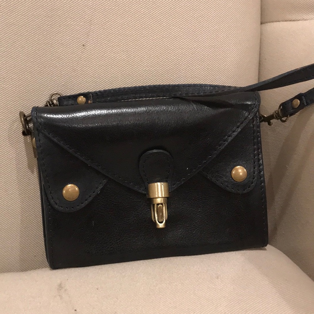 Black Leather Cross Body Bag from Italy