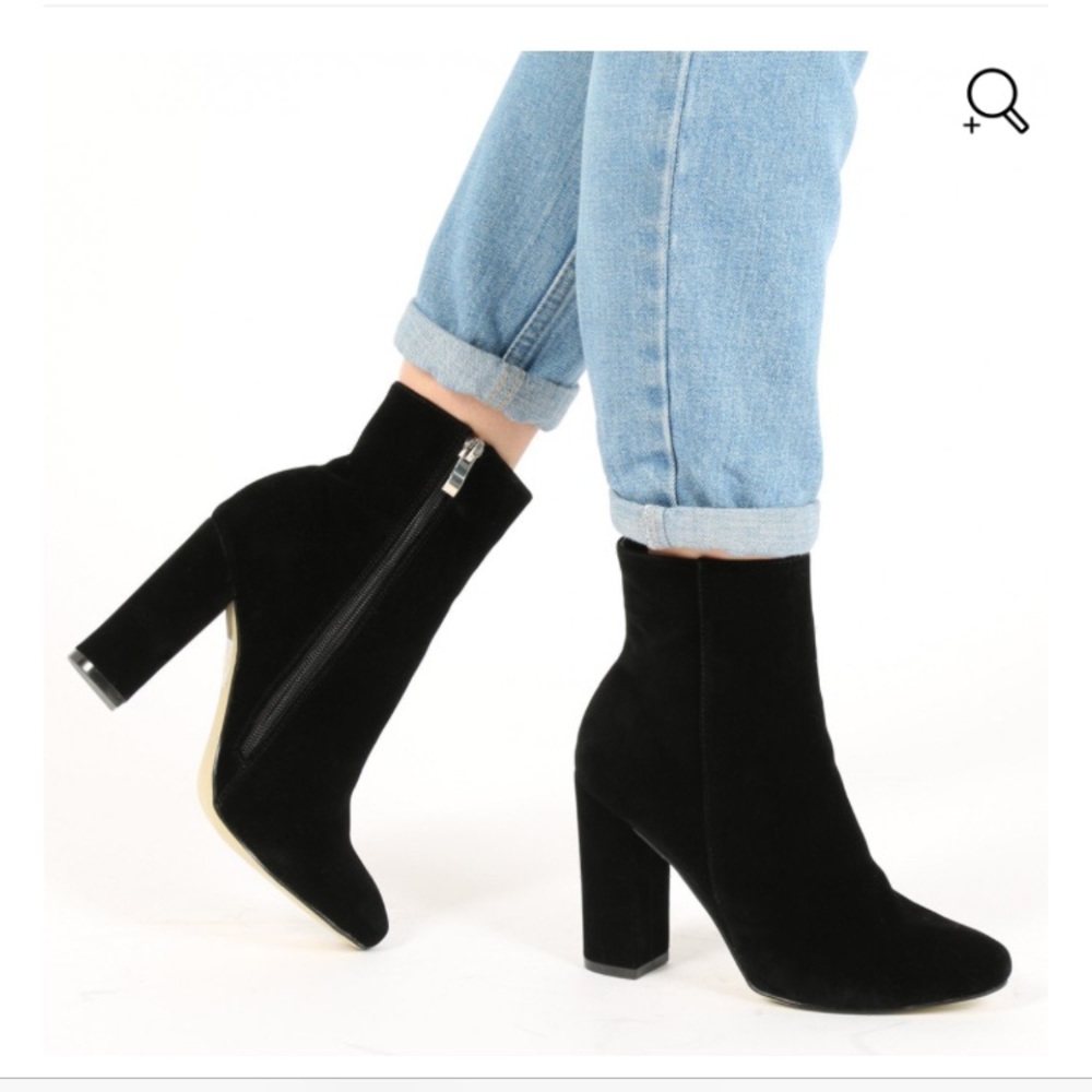 Presley Ankle Boots in Black Faux Suede