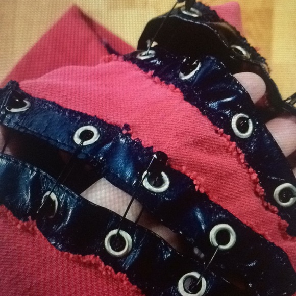 stars & stripes red patchwork flared vintage skinny jeans - Picture 6 of 8