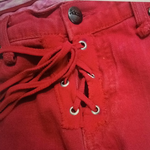 stars & stripes red patchwork flared vintage skinny jeans - Picture 7 of 8