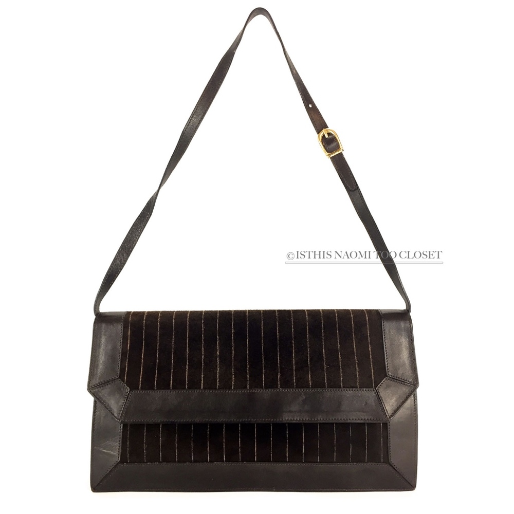 BARBARA BOLAN Italy Vintage Suede Baguette Clutch