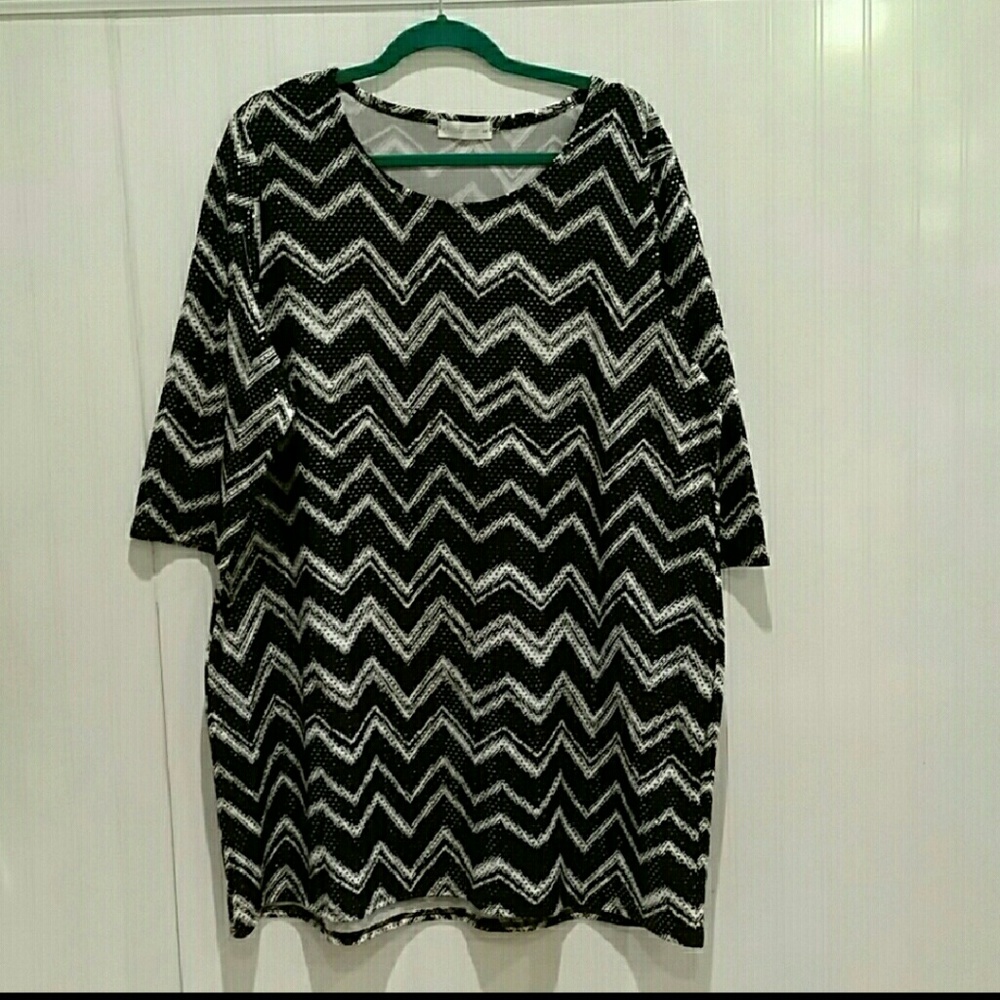 Chris + Carol Plus 3X Sequin Chevron Shift Dress
