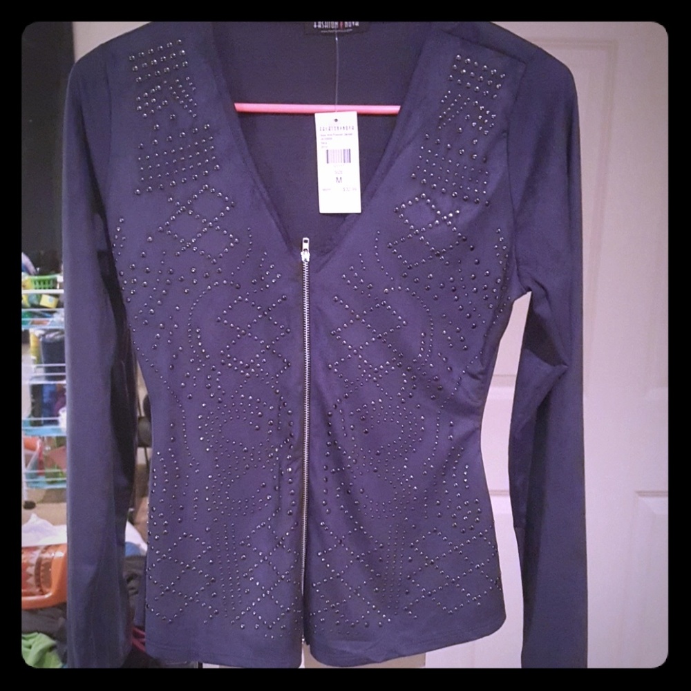 Peplum stone top dark blue