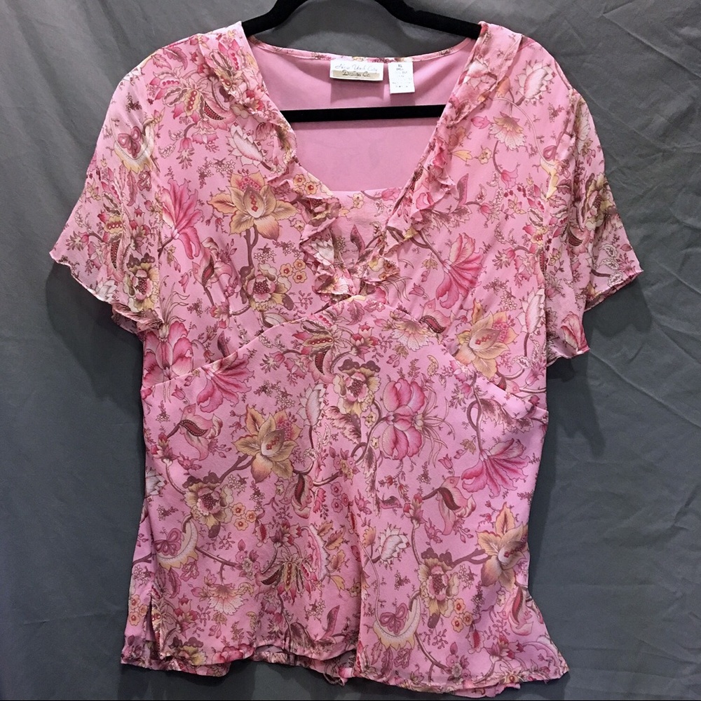 New York City Design Co Silk Flutter Sleeve Top XL