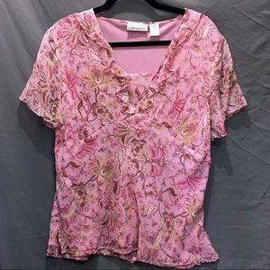 New York City Design Co Silk Flutter Sleeve Top XL