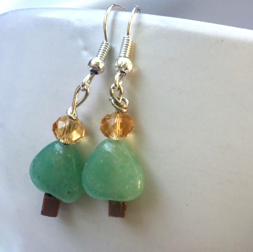 Handmade Gemstone Christmas Tree earrings