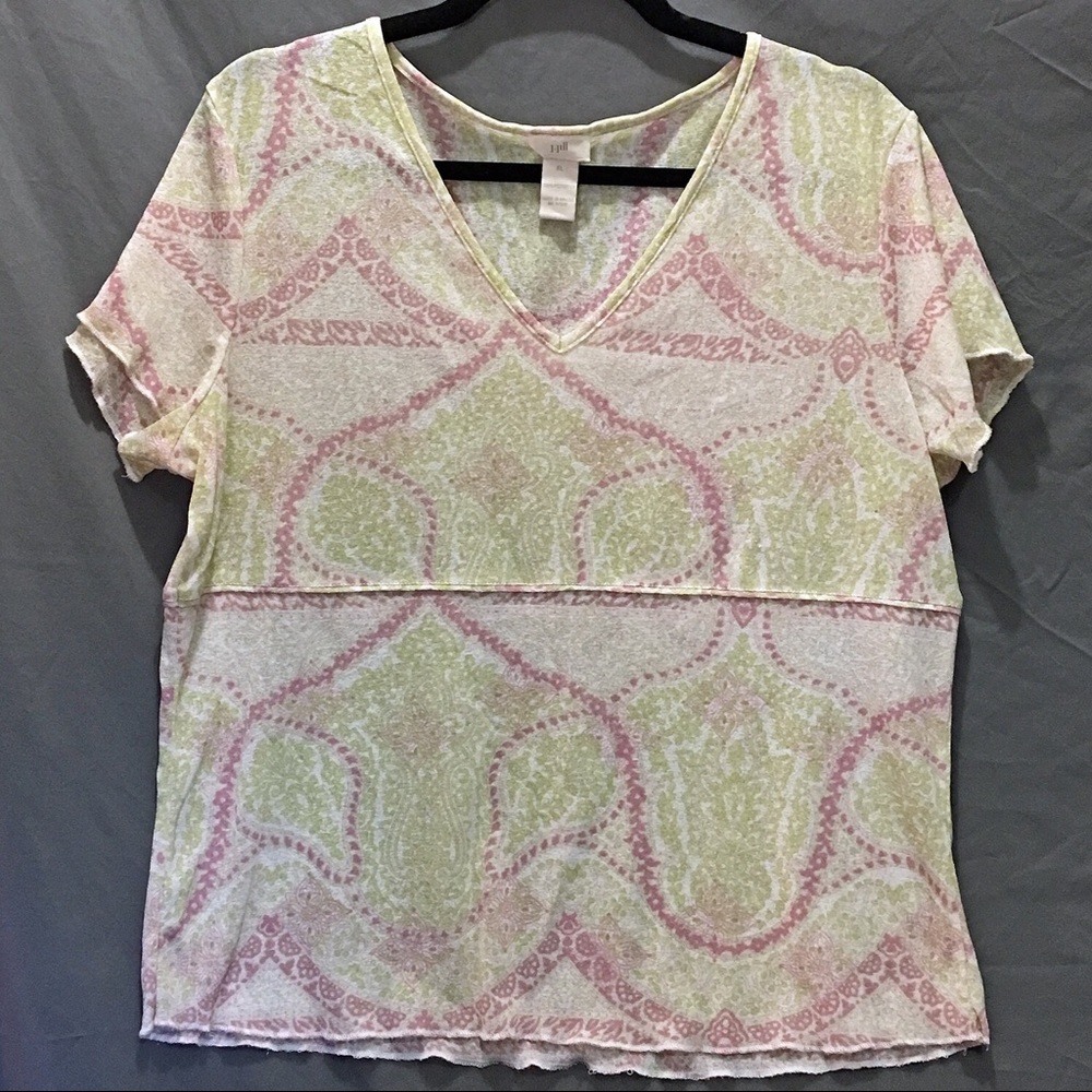 J. Jill Sheer V-neck Flutter Sleeve Top XL