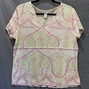 J. Jill Sheer V-neck Flutter Sleeve Top XL