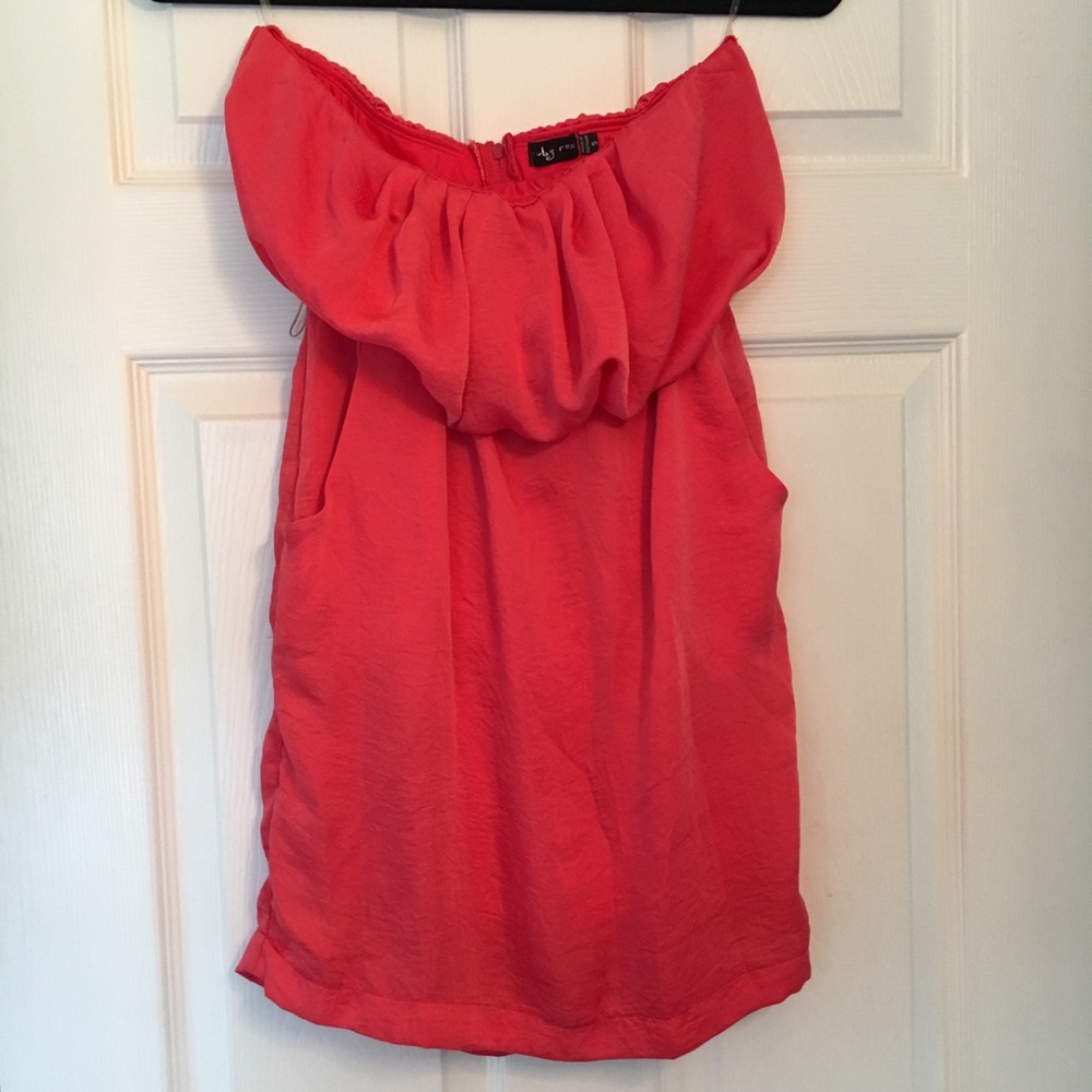 Cute Red Strapless Dress with Pockets