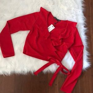 Boohoo red crop top