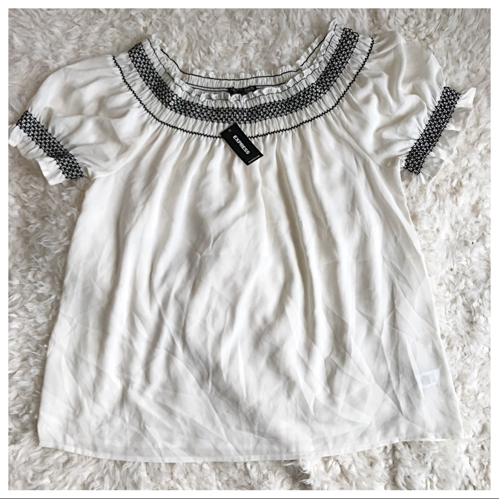 NWT - Express Embroidered Off-Shoulder Top - Picture 2 of 5
