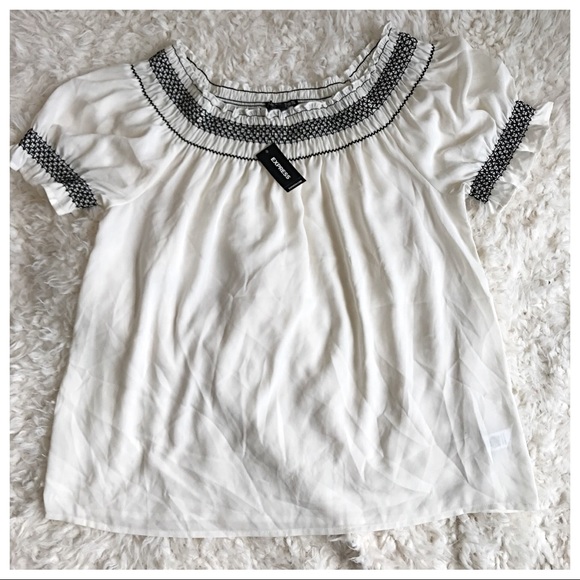 NWT - Express Embroidered Off-Shoulder Top - Picture 2 of 5