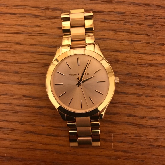 Slim Runway Gold-Tone Stainless Steel Watch in GOLD  Michael Kors Slim Runway Stainless Steel Watch