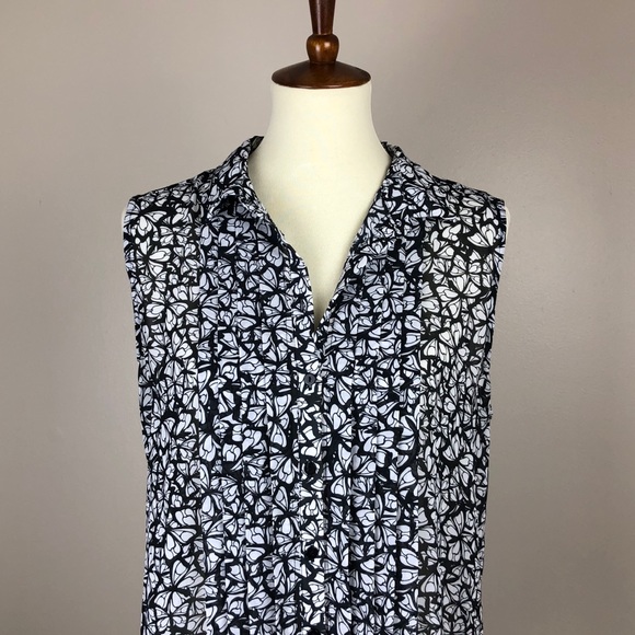 H&M+ Print Button Front Sleeveless Blouse - Picture 2 of 8