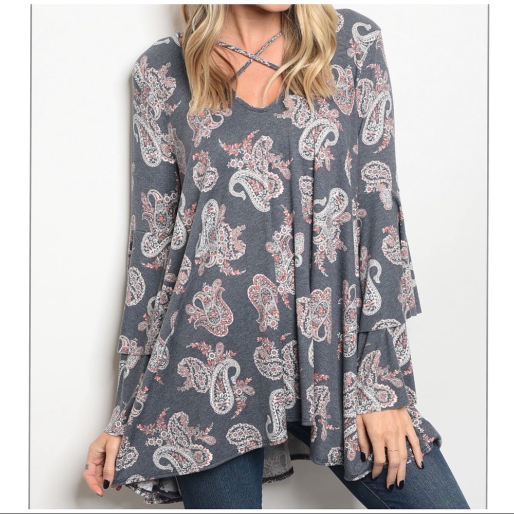 Plus Size Paisley Crisscross Top