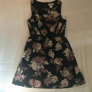 Black floral print dress