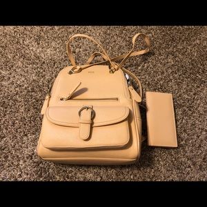 Sorial Tan Leather Convertible Backpack/Wallet Set