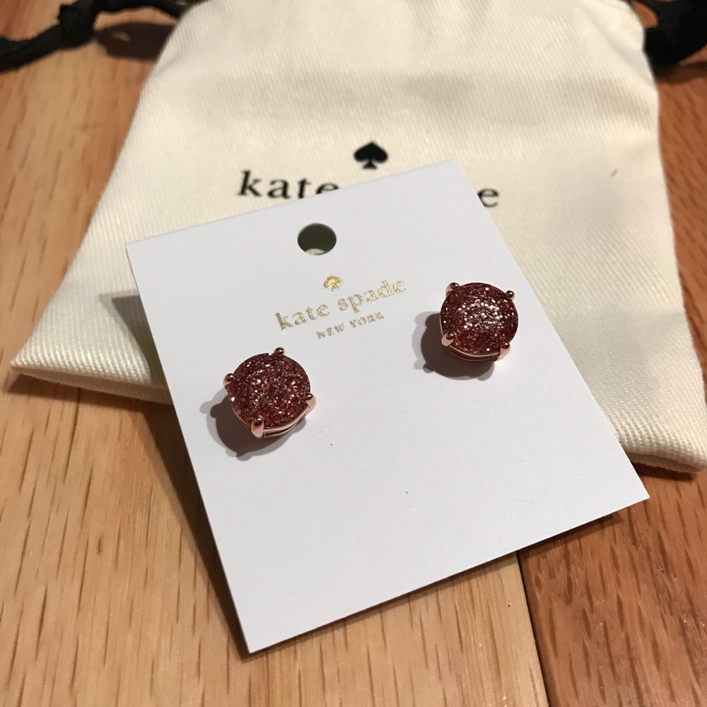 🎀NEW🎀ROSEGOLD Glitter Gumdrop Earrings - Picture 5 of 7