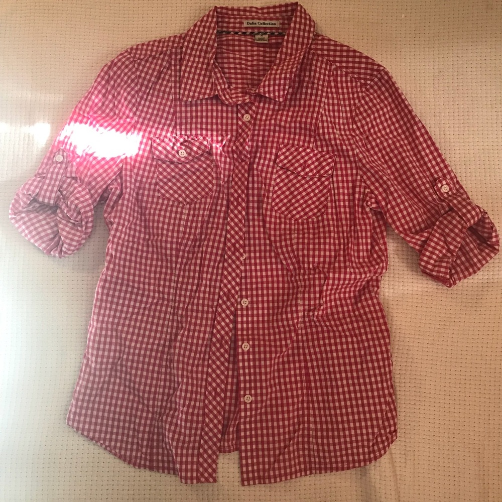 Pink checkerboard blouse