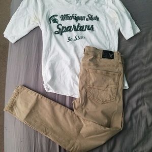 AEO Sateen X Kahki Jeggings