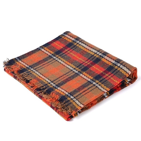 Pumpkin Spice Ultra Plush Plaid Blanket Scarf - Picture 7 of 7