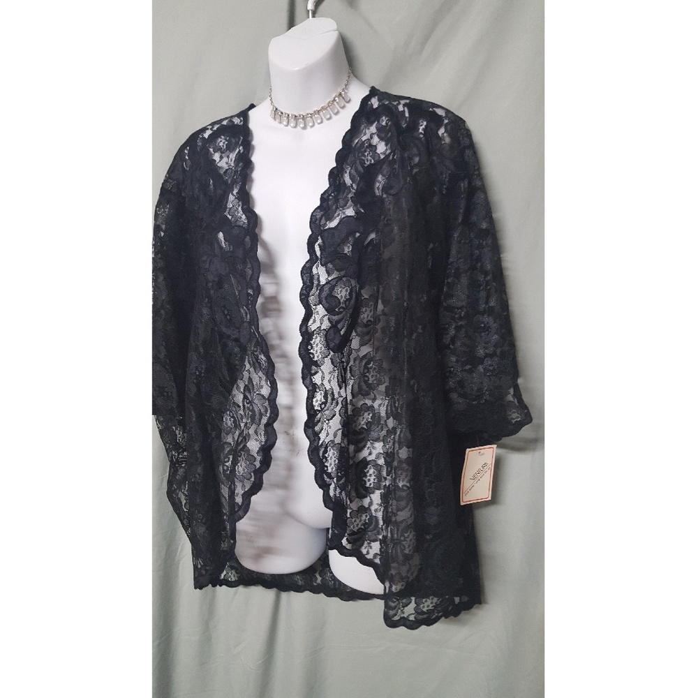 PLUS SIZE SEXY BLACK LACE COCOON/BED JACKET/COVER