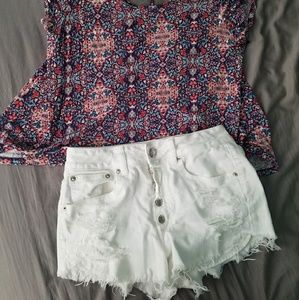 AEO White Hi-Rise Short Shorts