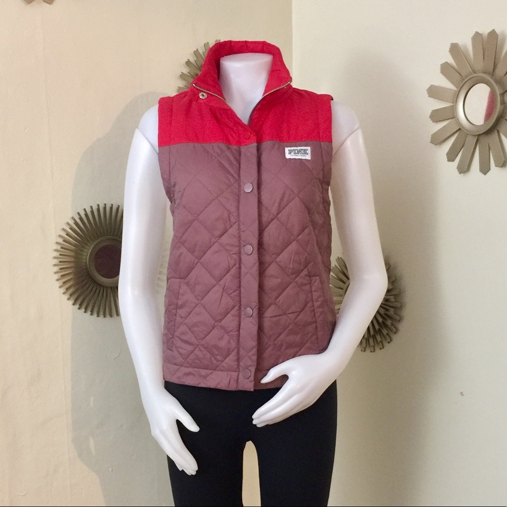 🌸New PINK varsity quilted vest