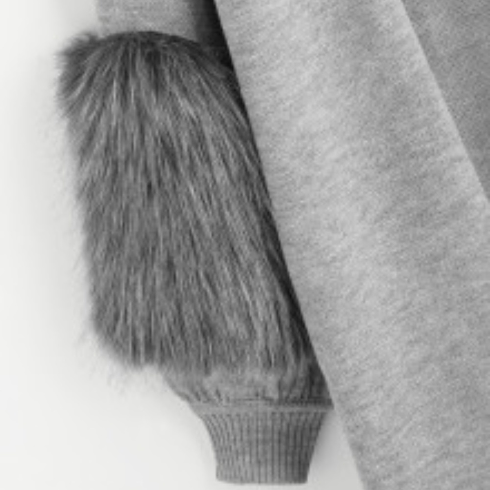 ❤️Faux Fur Sleeve Cardigan Ash - Picture 2 of 5