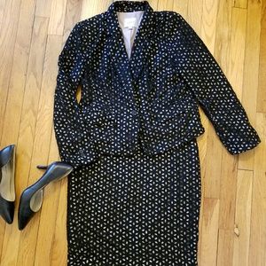 LOFT 2 piece black and tan flower pattern suit