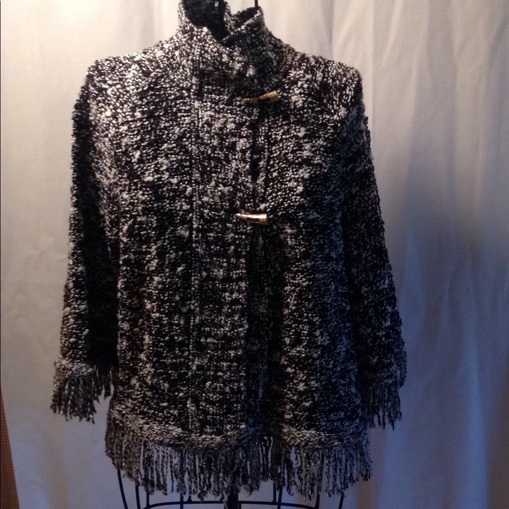 St. John Jacket w/fringe and horn buttons