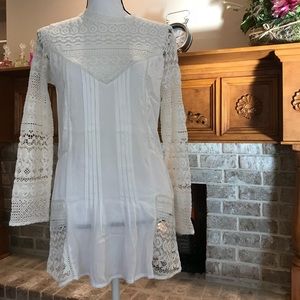 BNWT, Linen & Lace Embellished, LS Top, Sz S/M