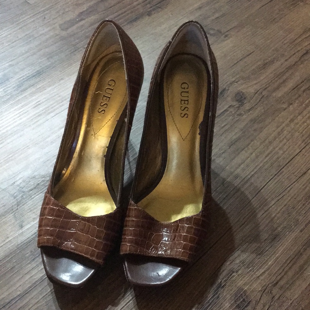 Guess Open Toe Leather Heels