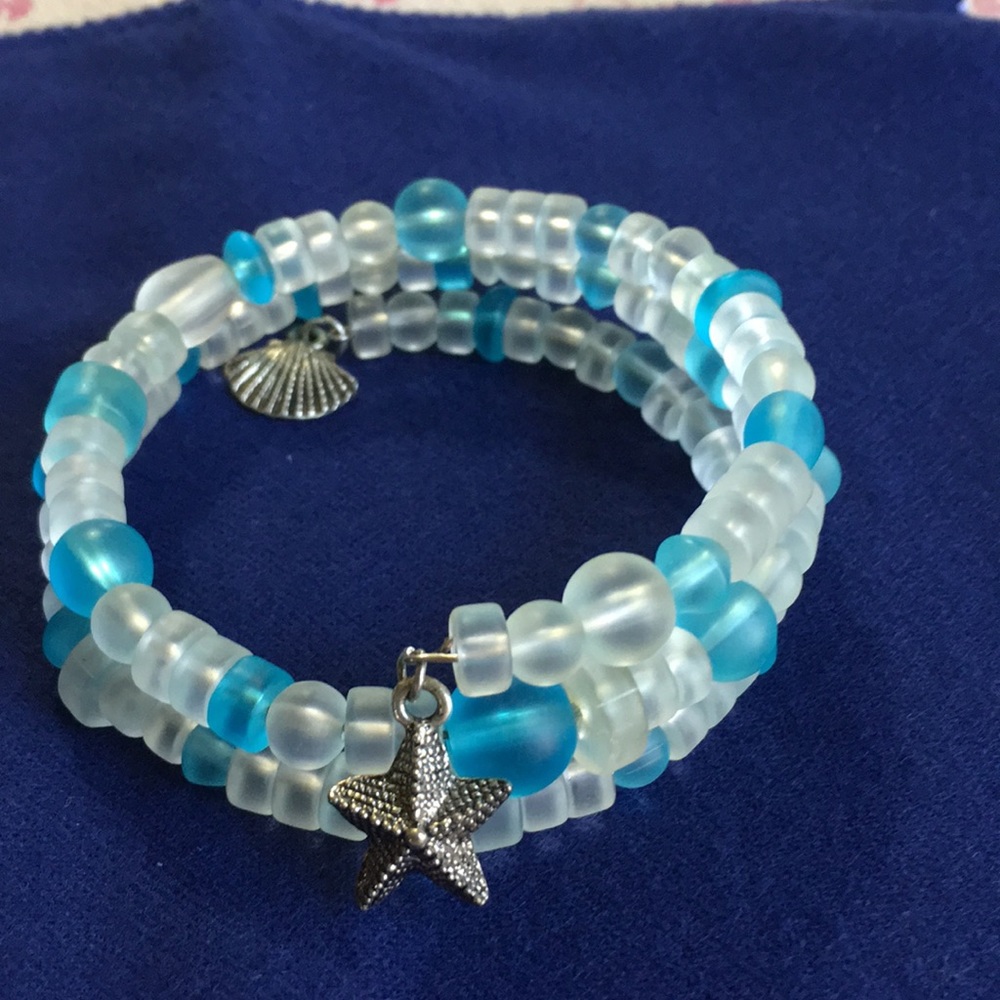 3 strand beach glass look bracelet