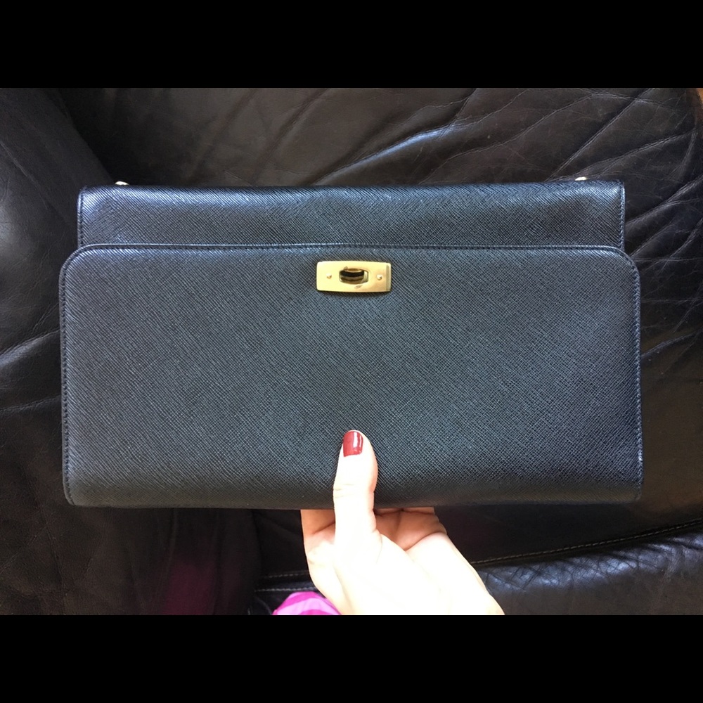 Coach black leather clutch