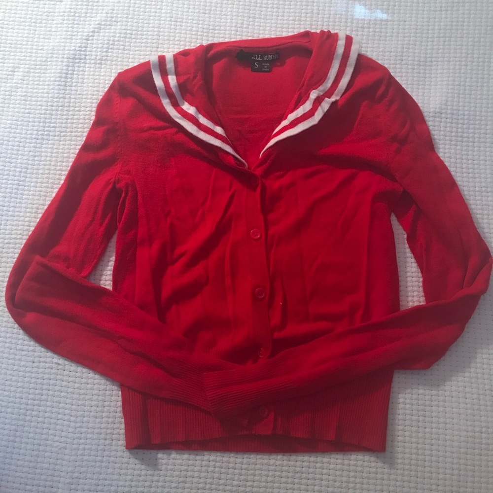 Red sailor pin up cropped shirt