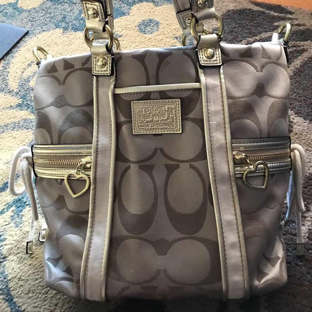 Gold/Cream Coach bag