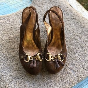 Nine West Brown Suede Pumps Heels Slingbacks sz 8