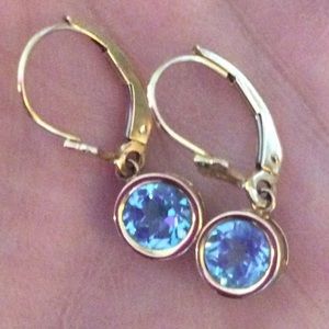 10K YELLOW GOLD BLUE TOPAZ EARRINGS