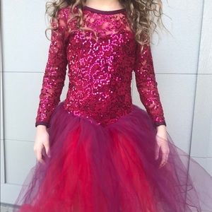 beautiful red + purple ballet dress, w/ hairpiece