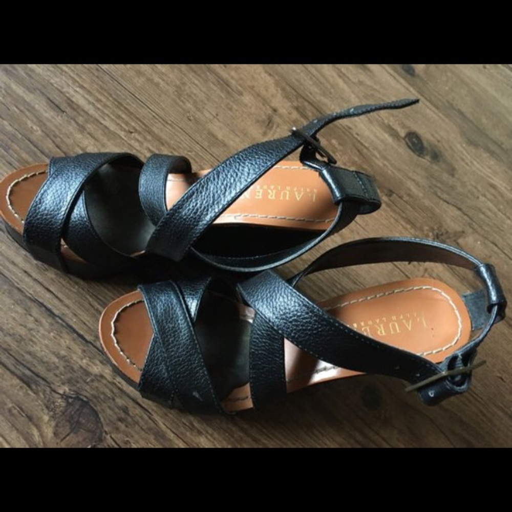Ralph Lauren Black Sandal Wedges