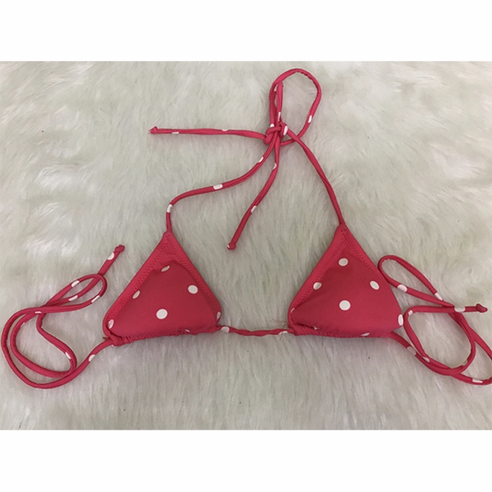 Asos Halter White Dot Pink Triangle Bikini Top 2