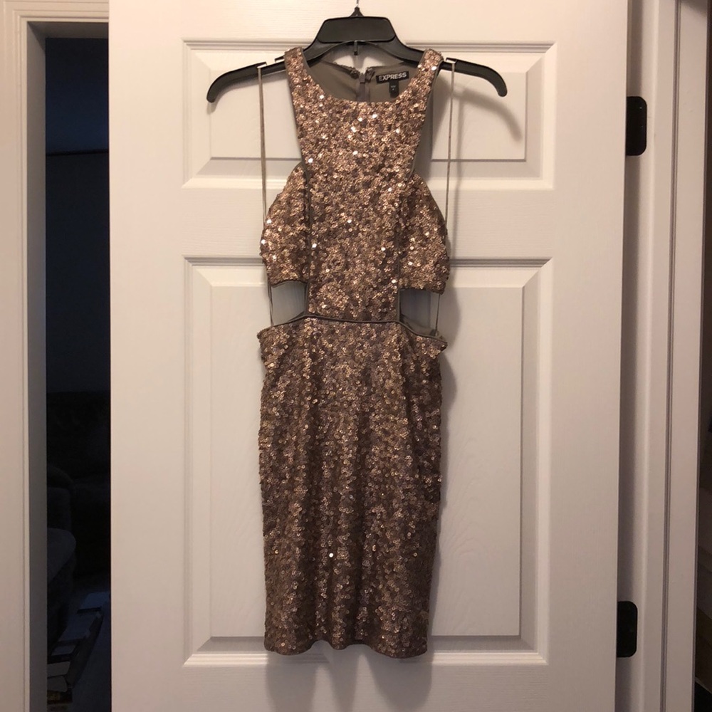 Express sequined open side dress