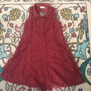 mauve collared lace dress