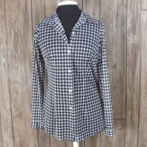CAbi M size Blouse Blue White Check Sheer