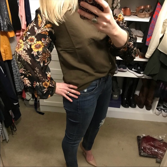 M•LAST ONE Blouse Sheer Long Velvet Balloon Sleeve - Picture 4 of 8