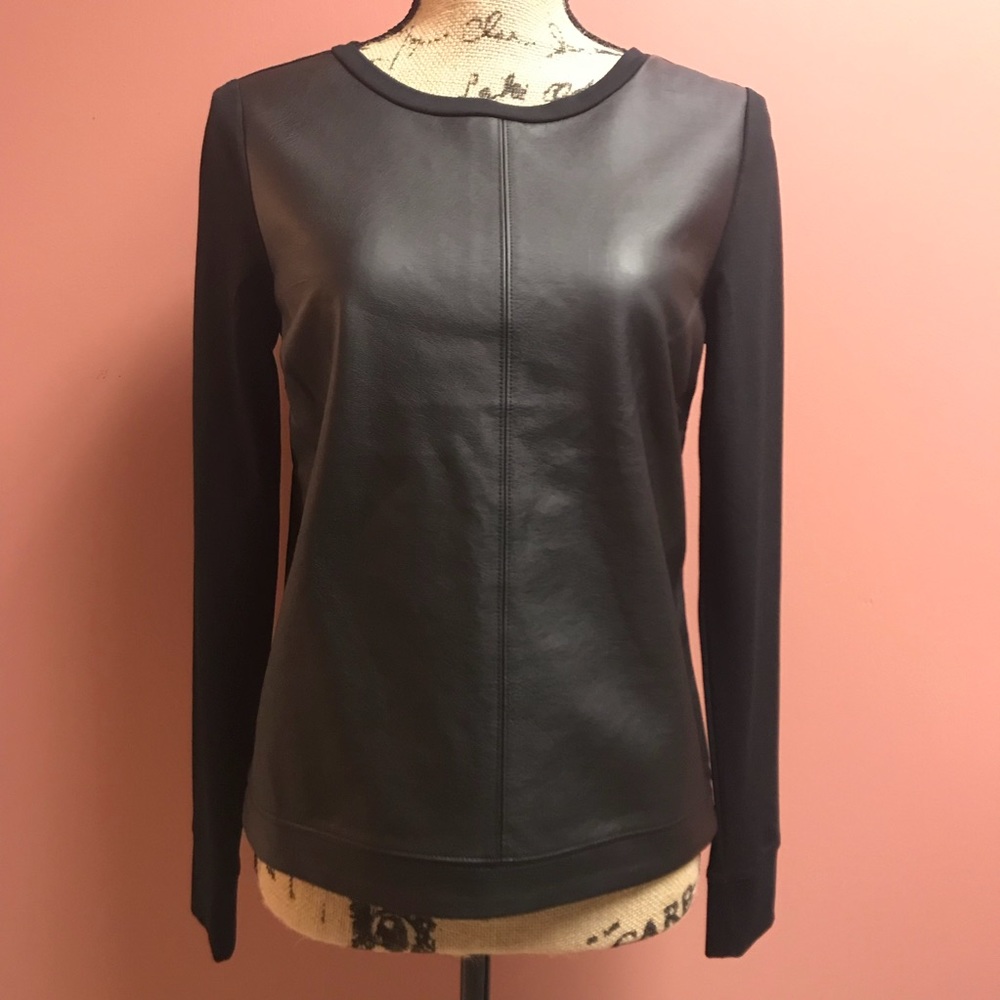 Banana Republic Black Synthetic Leather Front Top