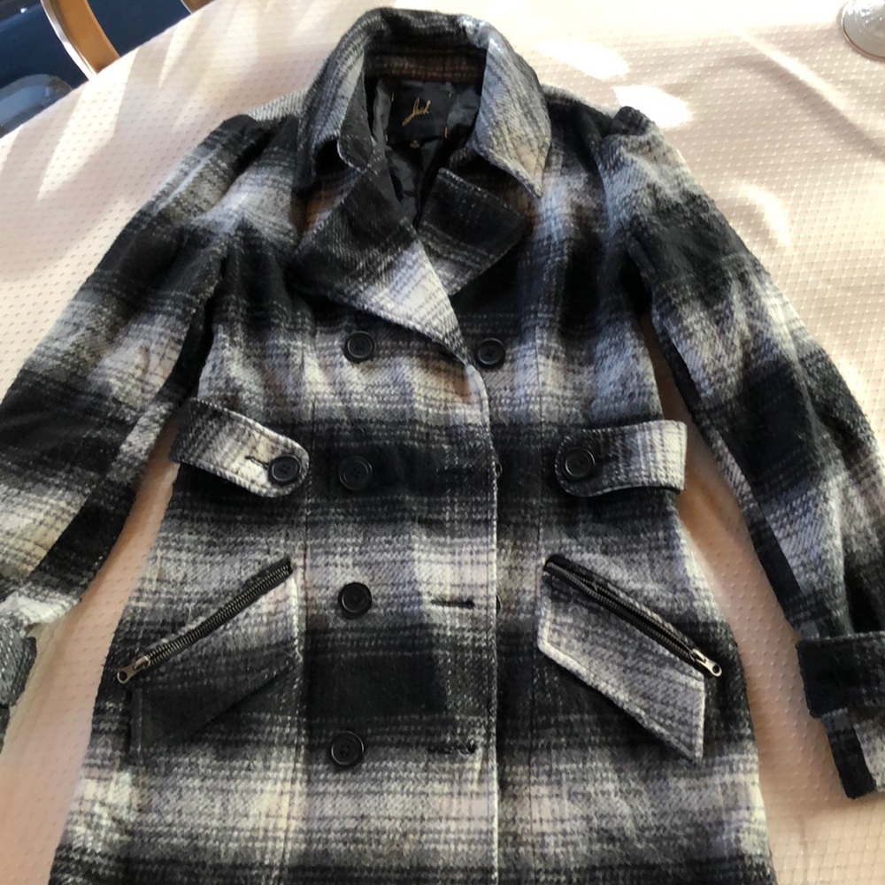 Plaid pea coat
