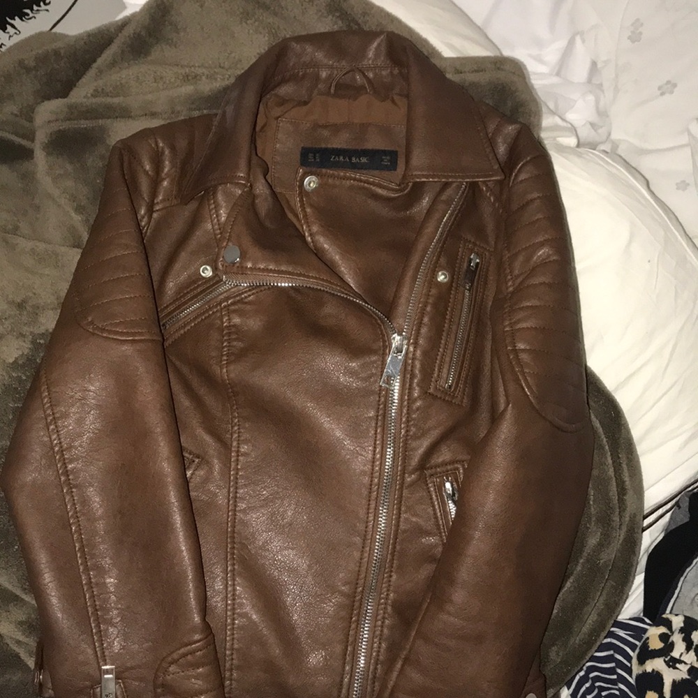 Zara Brown leather jacket