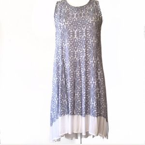 En Creme Blue & white Hi-Lo dress
